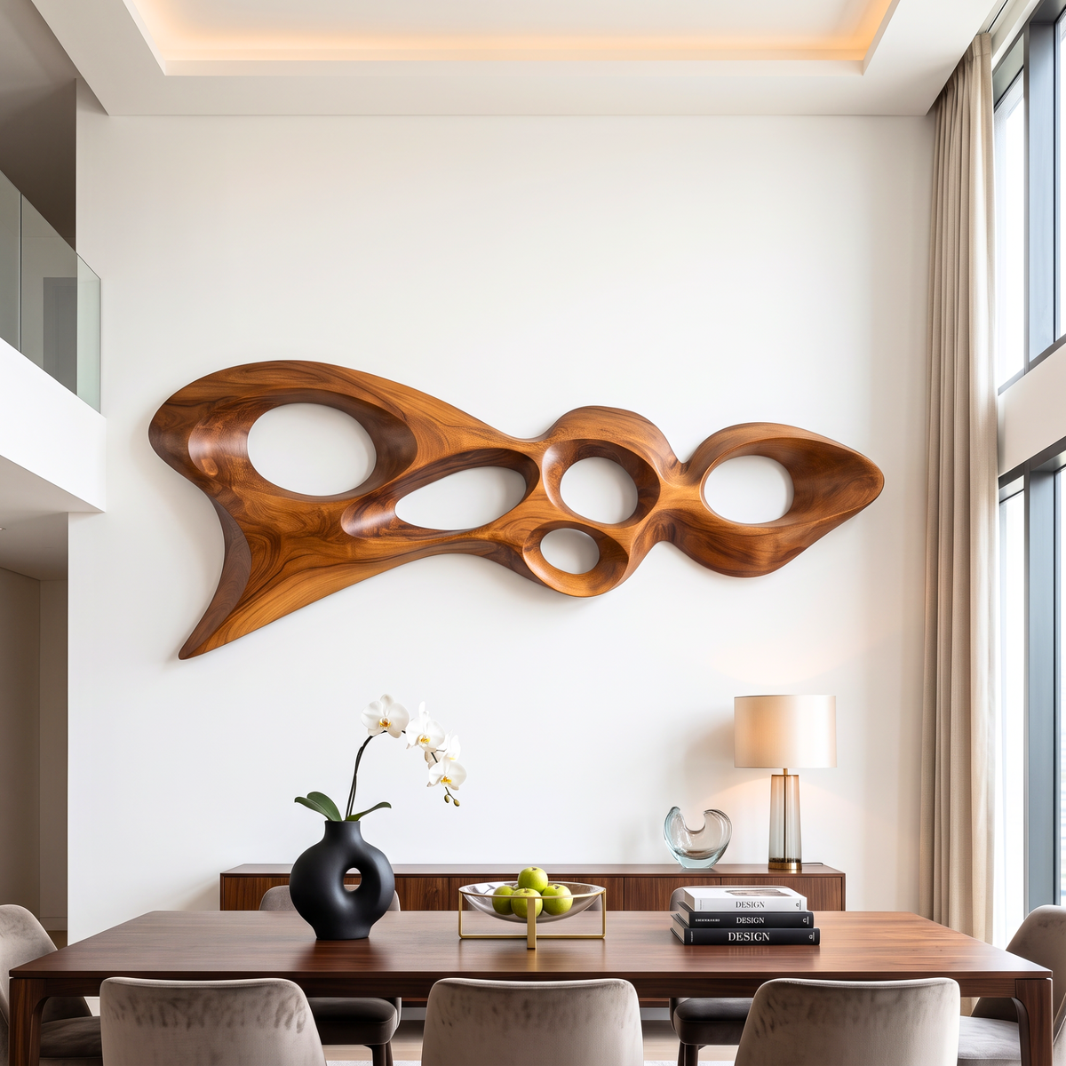 Wall Sculpture Abstract Organic Flow with Sculptural Open Forms