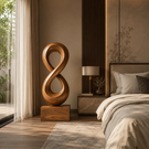 Handcrafted Solid Wood Infinity Loop Sculpture for Modern Entryway Decor