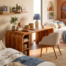 Minimalist Solid Wood Writing Desk with Rounded Modern Form
