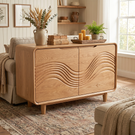 Solid Wood Two Door Sideboard with Wave Relief FrontSolid Wood Two Door Sideboard with Wave Relief Front