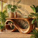 Solid Wood Console Table with Infinity Sculptural Base