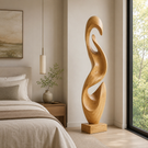 Handcrafted Solid Wood Flowing Void Floor Sculpture