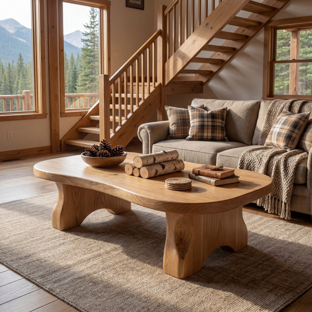 Solid Wood Tea Table with Organic Freeform Top