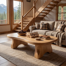 Solid Wood Tea Table with Organic Freeform Top