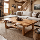 Organic Solid Wood Coffee Table with Natural Edge Detail