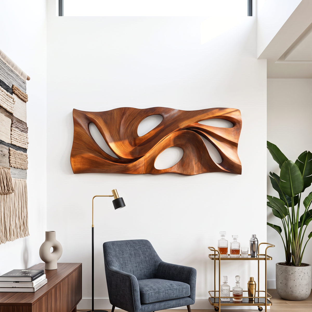 Wall Sculpture Abstract Flow with Organic Curves and Open Forms