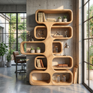 Organic Solid Wood Tree Bookshelf with Sculptural Open Shelves