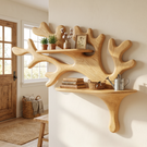 Handcrafted Solid Wood Coral Branch Wall Shelf for Bathroom Storage