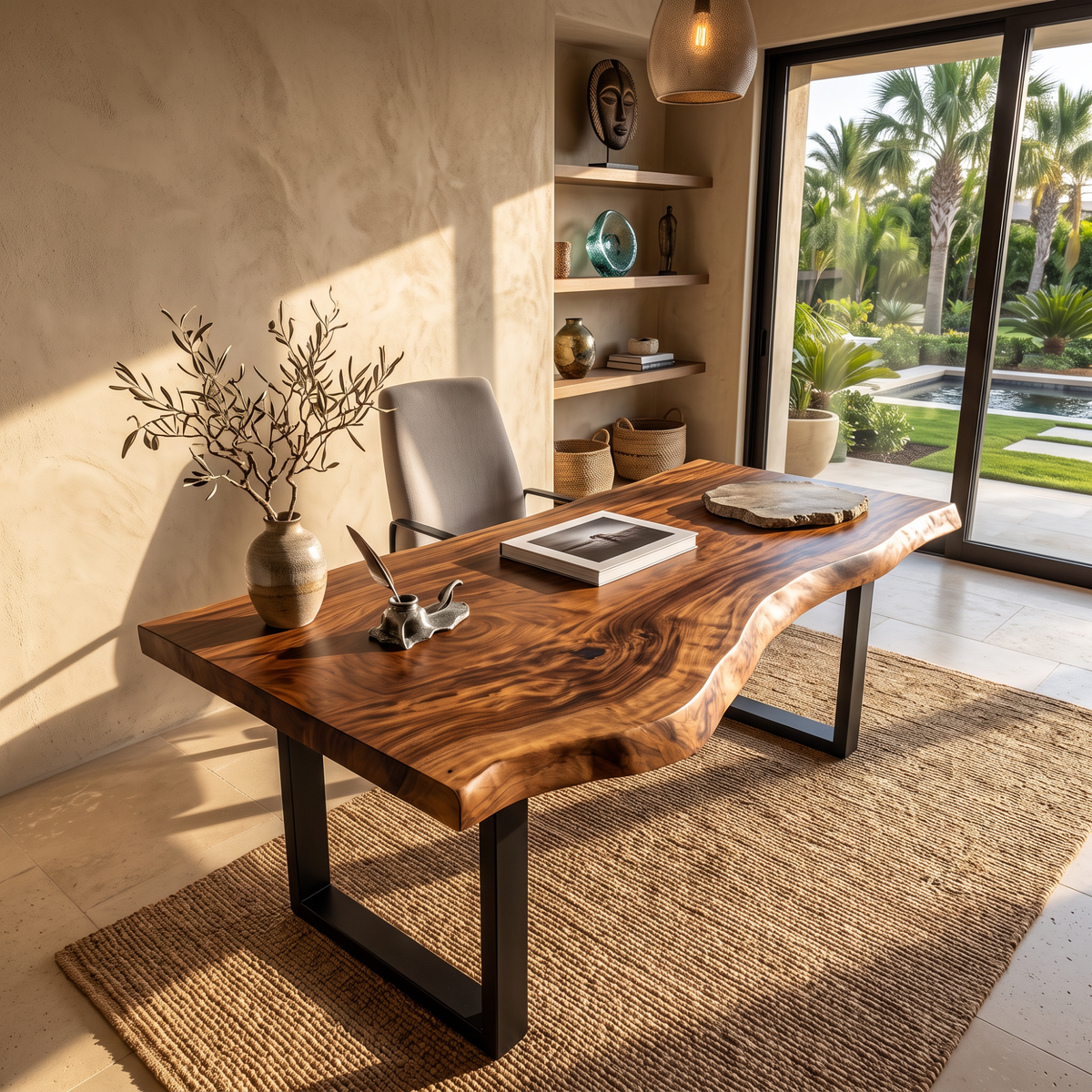 Live Edge Solid Wood Desk For Modern Home Office
