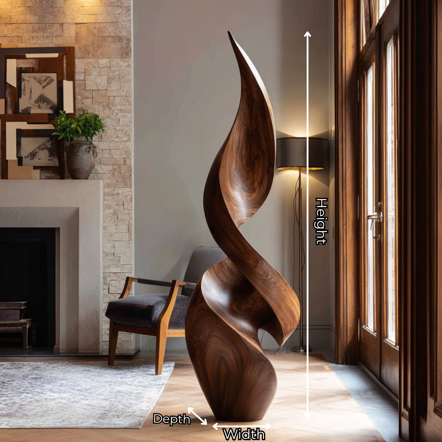 Modern Abstract Solid Wood Sculpture for Elegant Interiors