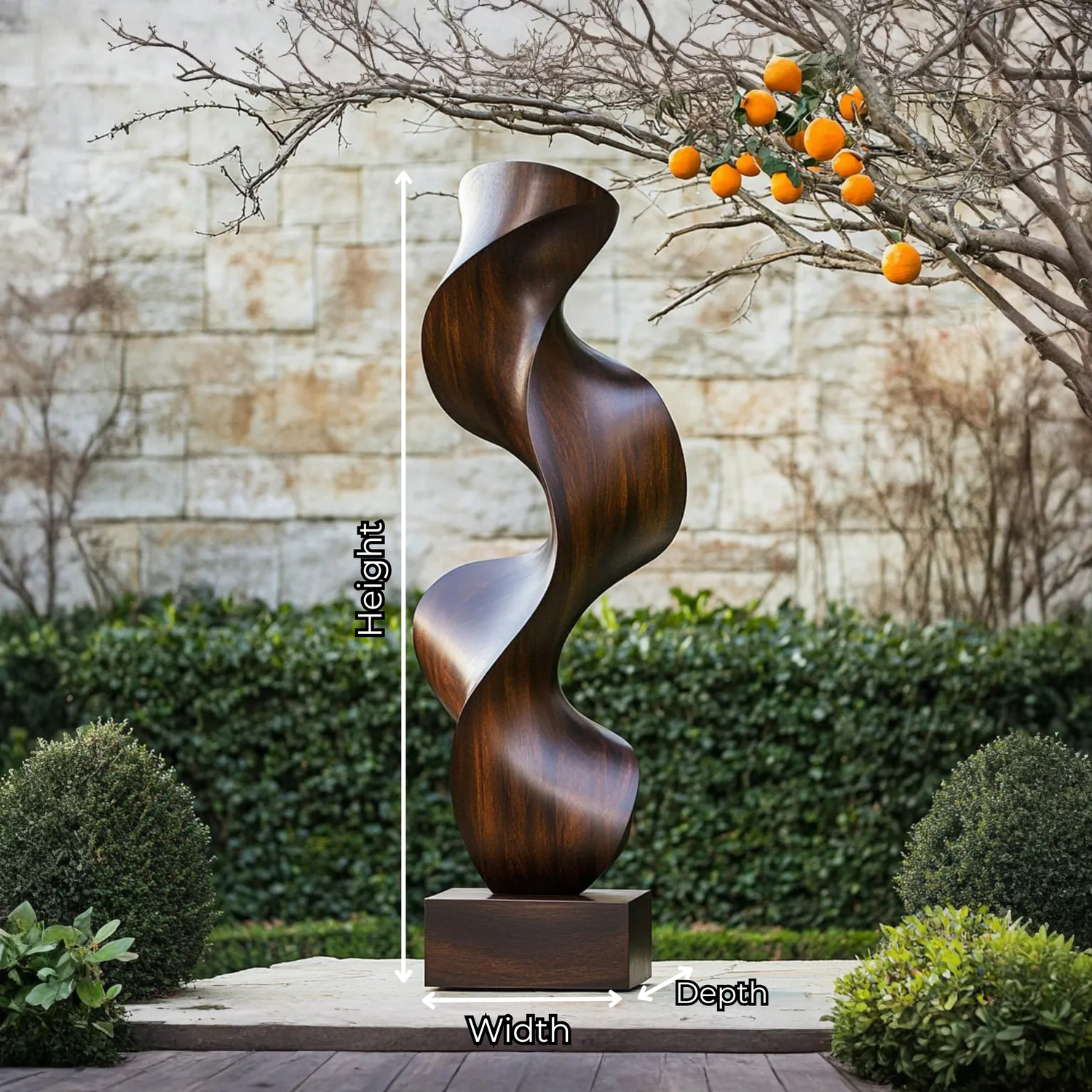 Outdoor Solid Wood Abstract Sculpture for Modern Gardens and Interiors