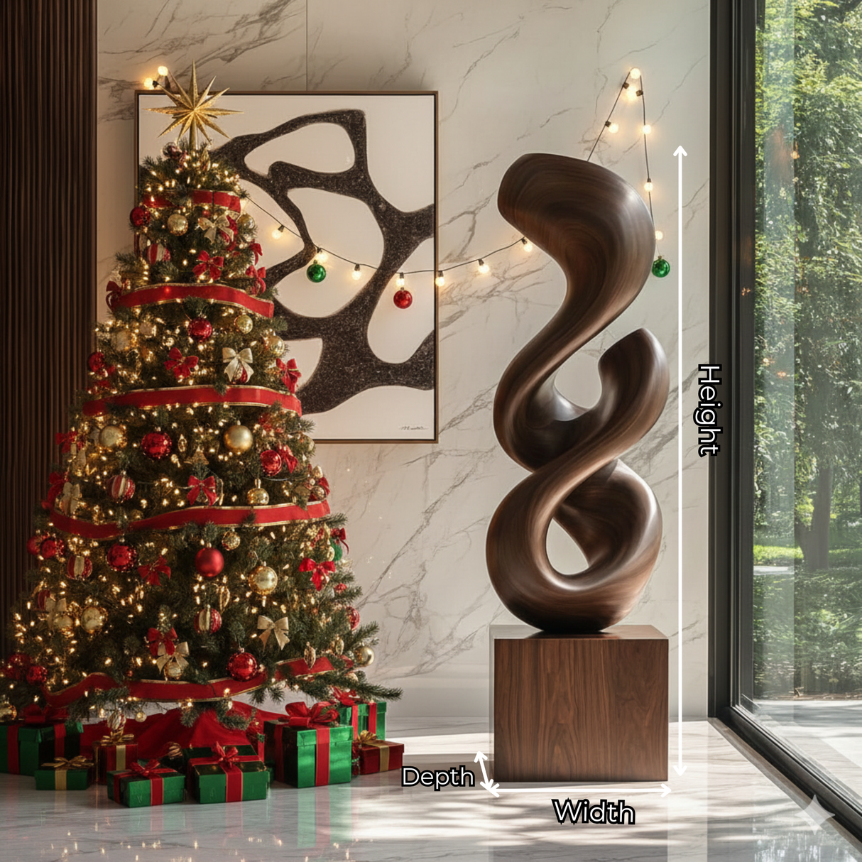 Modern Abstract Solid Wood Sculpture for Home and Garden Decor