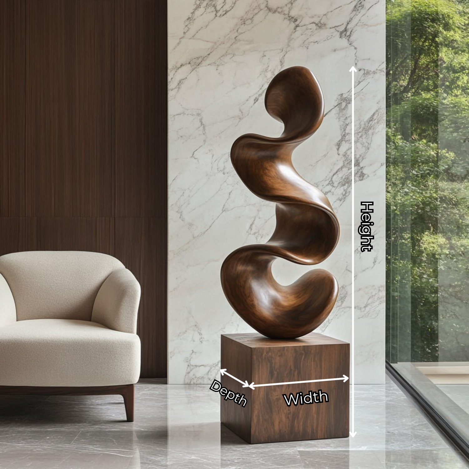 Modern Abstract Solid Wood Sculpture for Office and Home Interiors