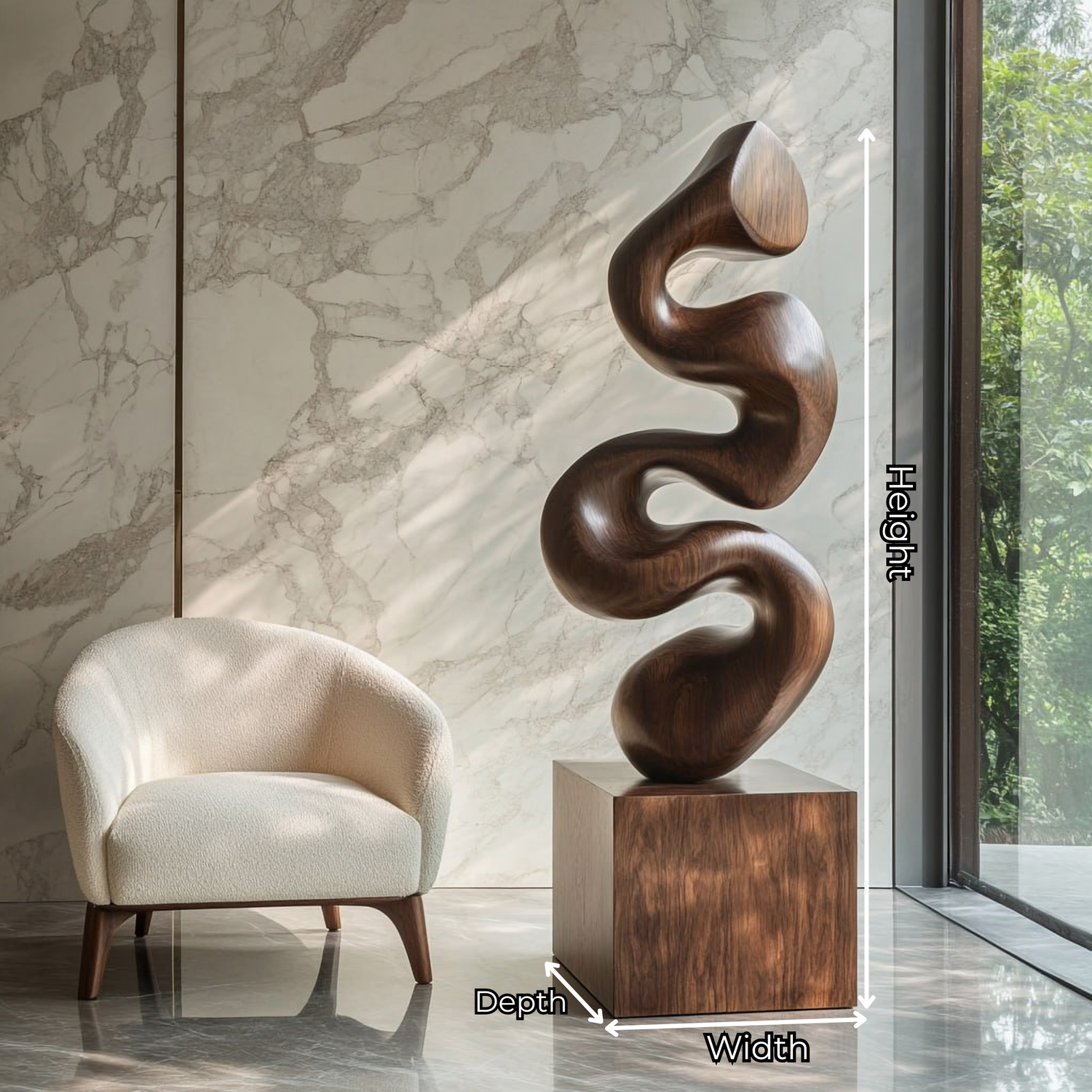 Modern Abstract Solid Wood Sculpture for Living Room and Interior Decoration