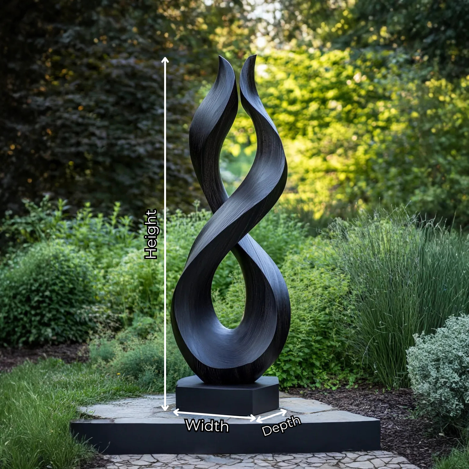 Intertwined Abstract Solid Wood Sculpture for Gardens and Interiors