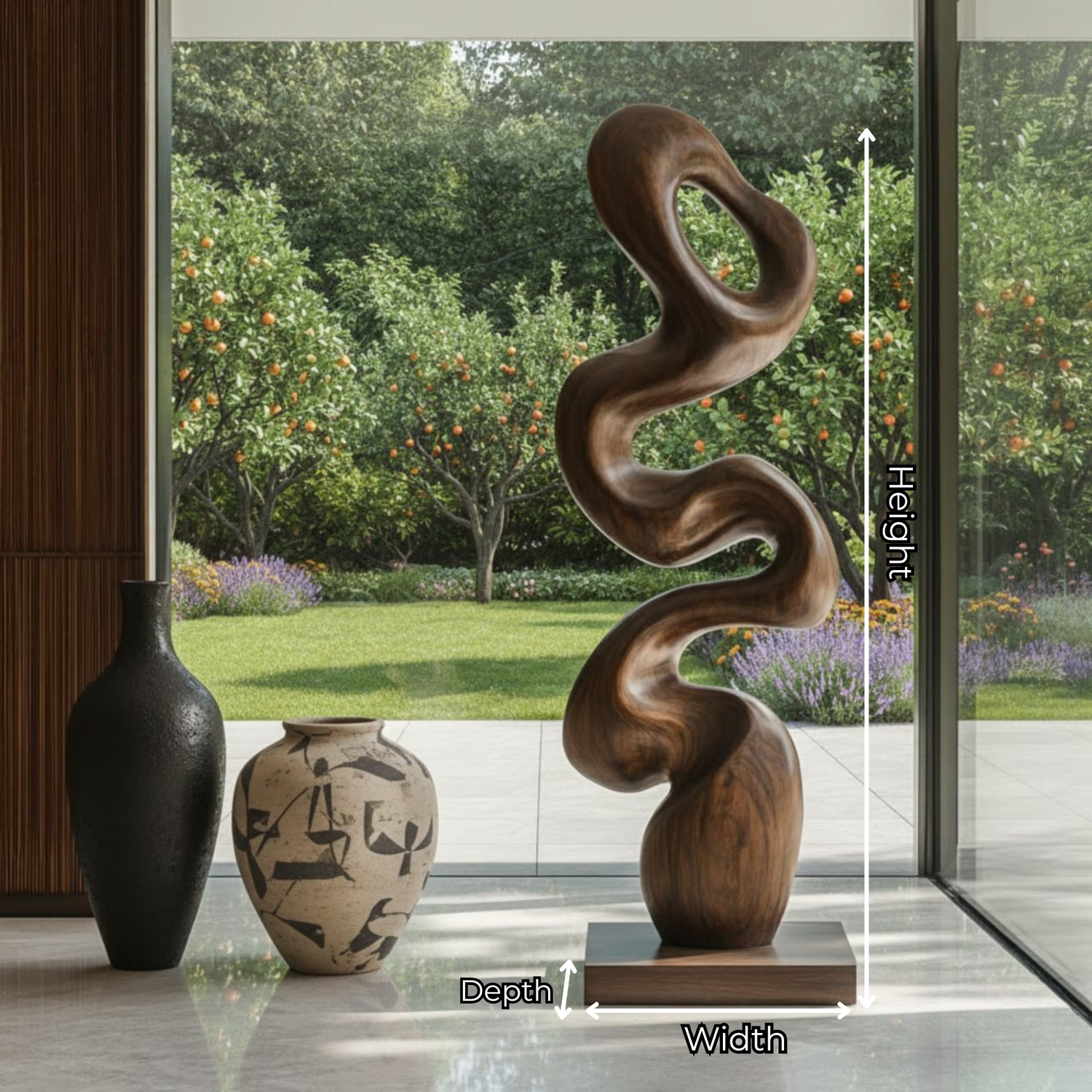 Modern Organic Solid Wood Sculpture for Home and Garden Decor
