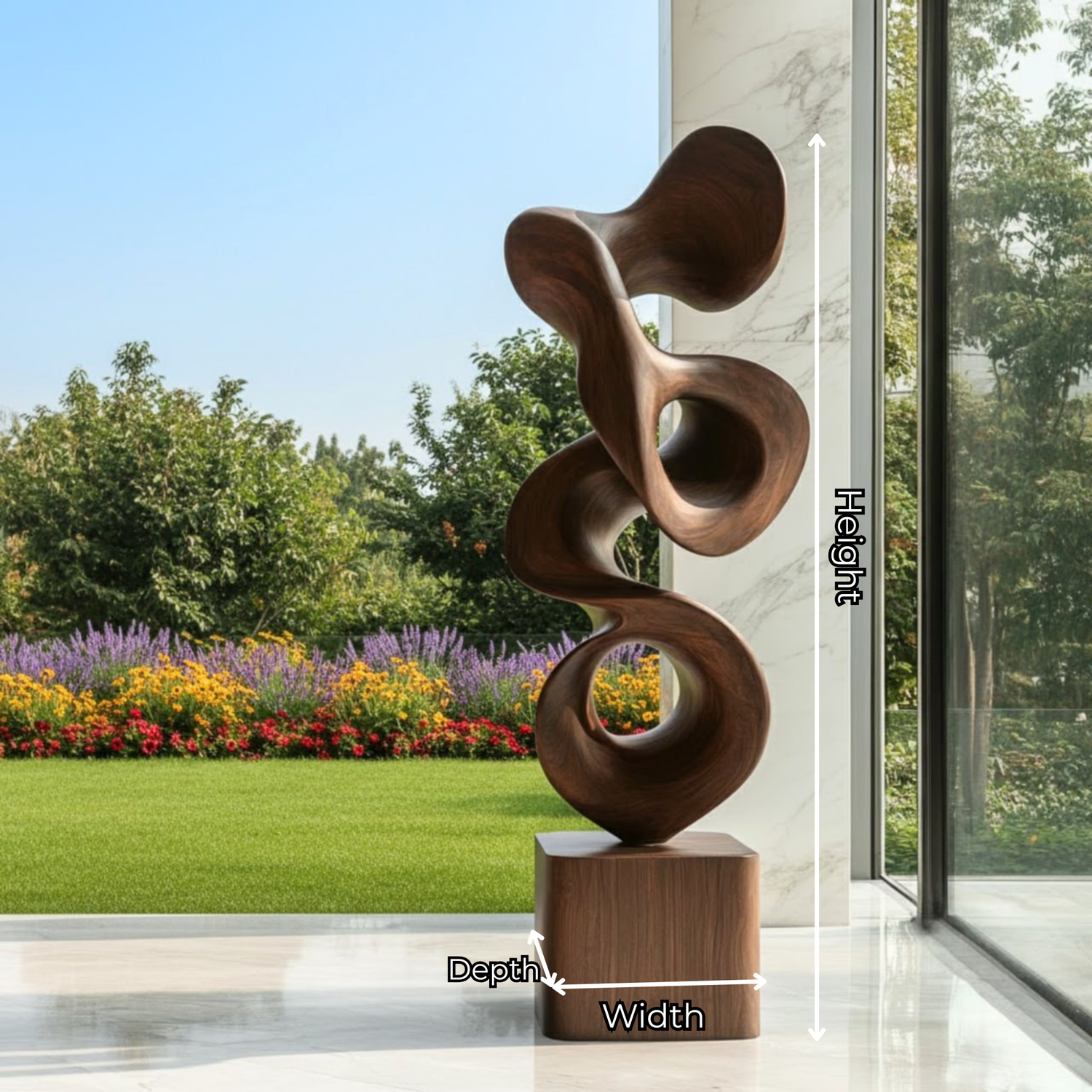 Modern Abstract Solid Wood Sculpture for Indoor and Outdoor Display