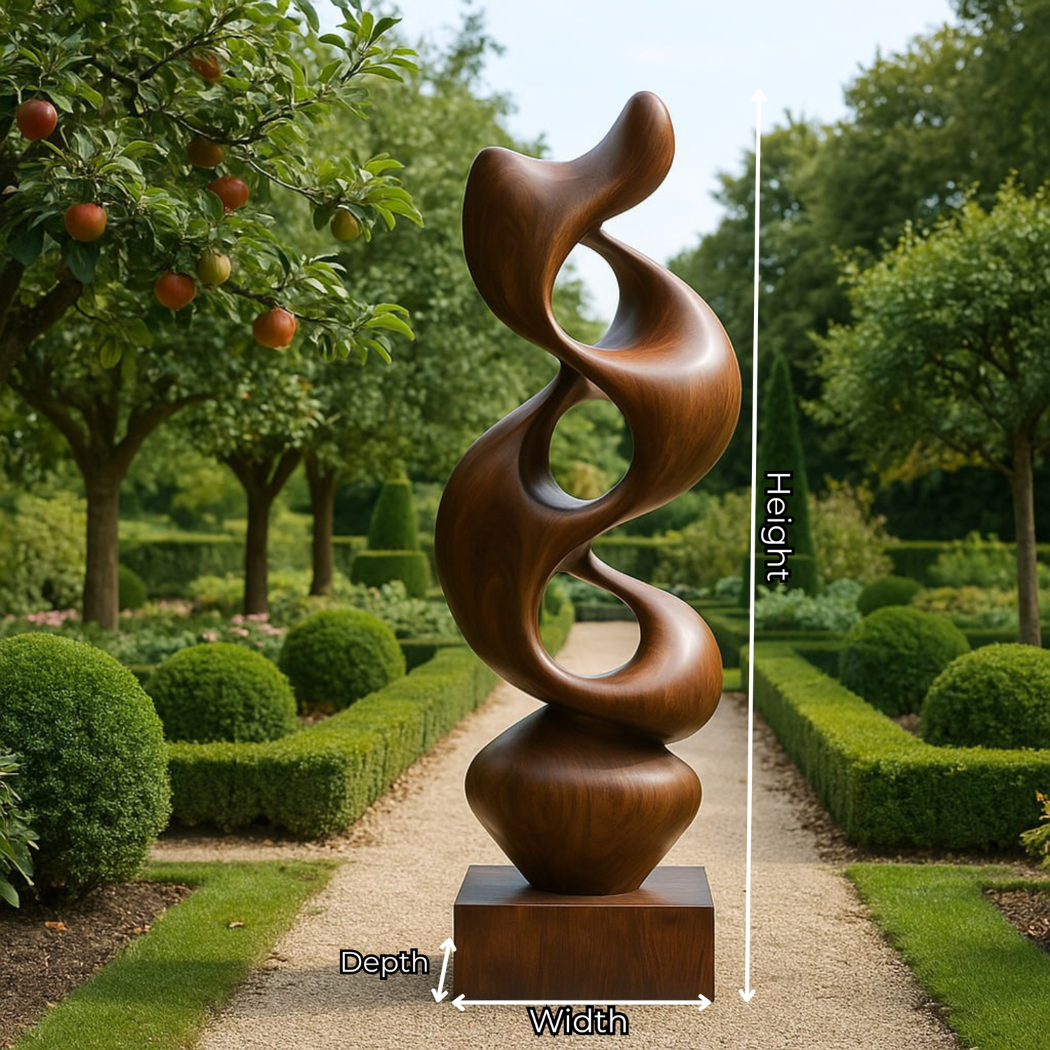 Sculpted Solid Wood Abstract Form for Garden and Interior Spaces