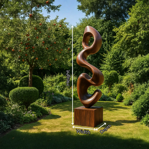 Contemporary Solid Wood Outdoor Sculpture with Fluid Abstract Form