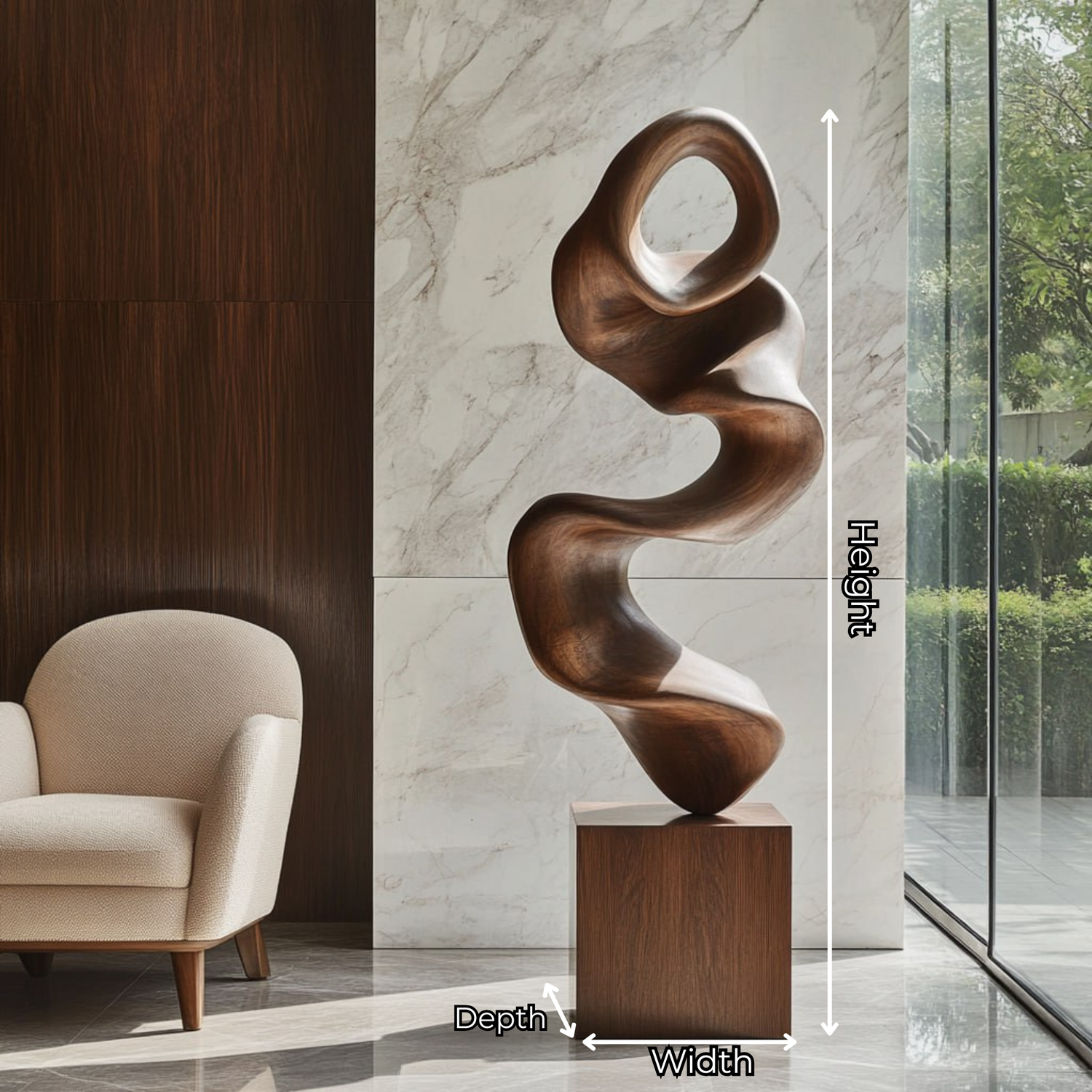 Modern Organic Solid Wood Sculpture for Luxury Interior Spaces