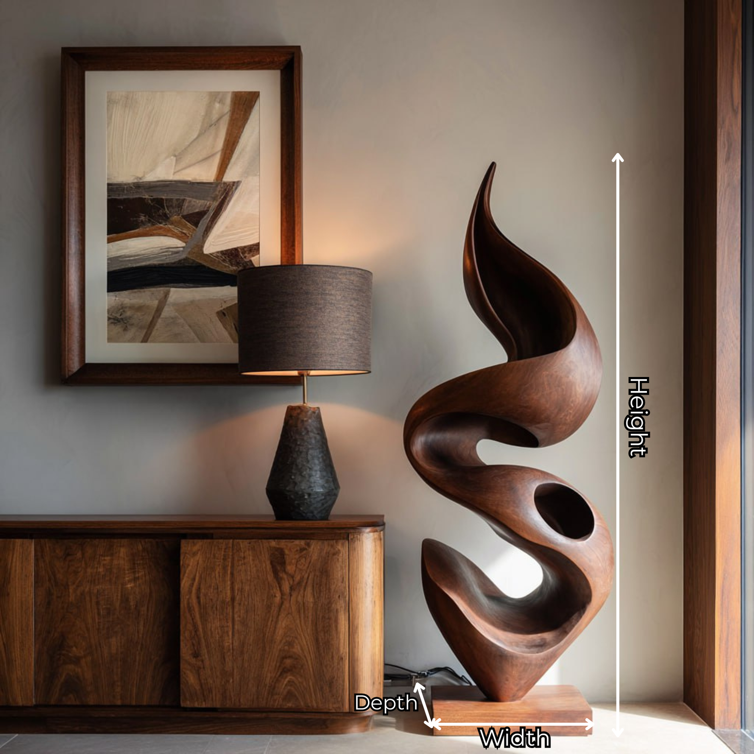 Modern Hand-Carved Solid Wood Sculpture for Luxury Interior Decor