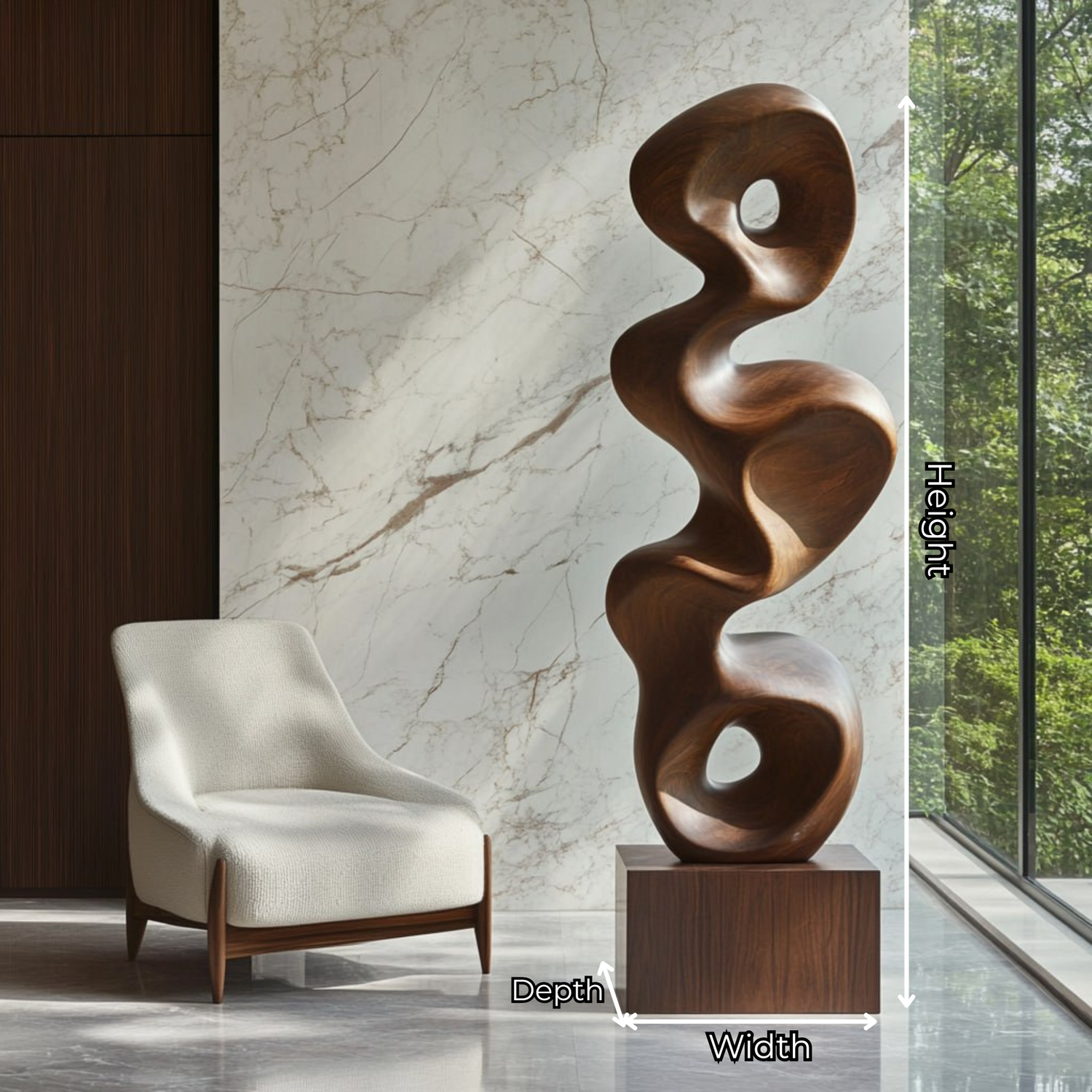 Modern Organic Solid Wood Sculpture for Luxury Living Room and Interior Decor