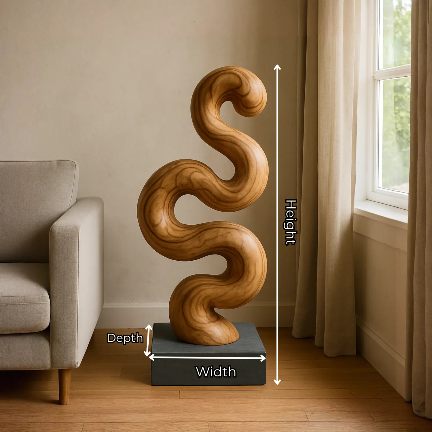Modern Organic Solid Wood Sculpture for Garden and Landscape Decor