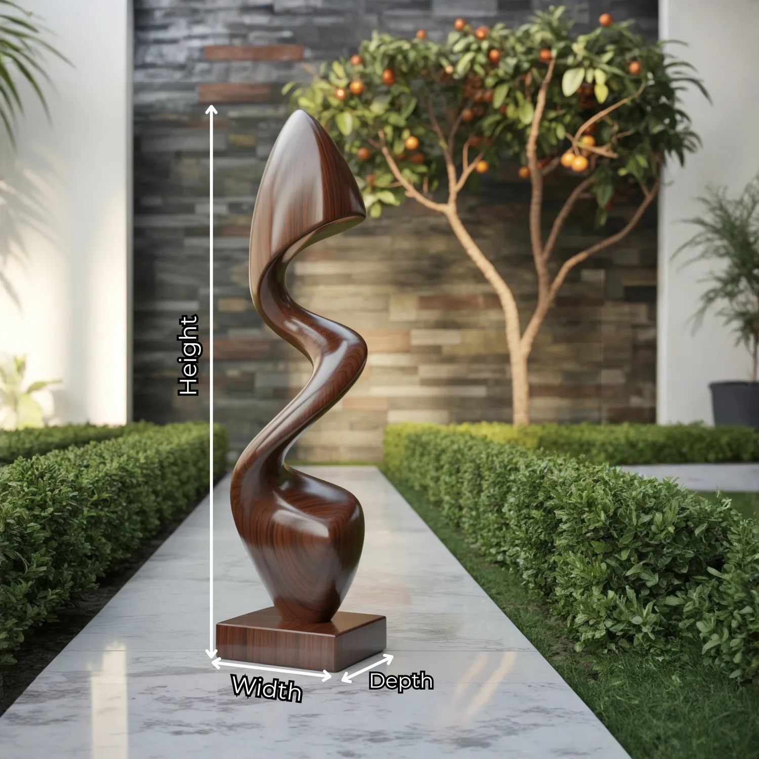 Contemporary Organic Solid Wood Sculpture for Garden and Outdoor Decor