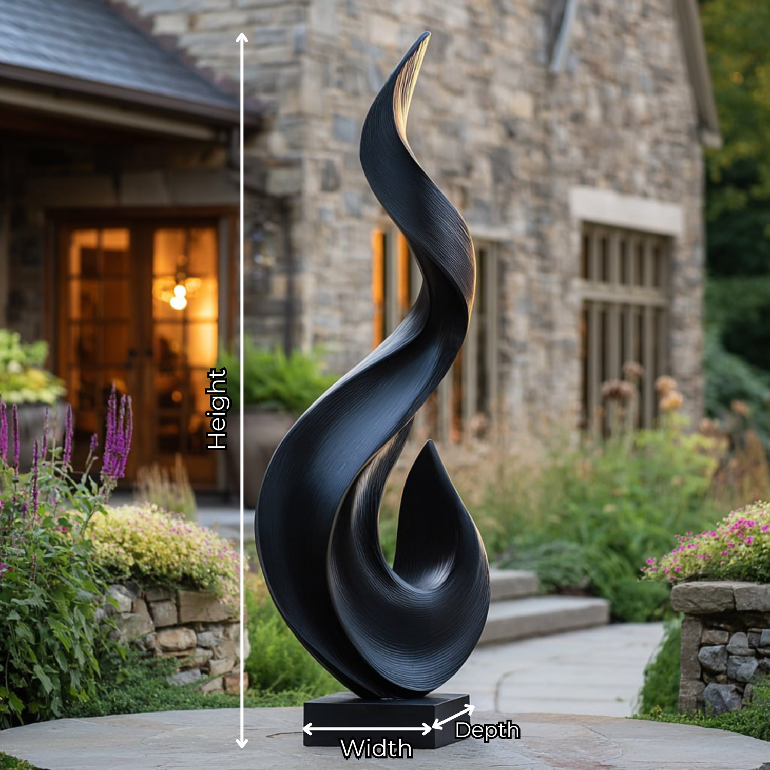 Modern Flame Solid Wood Sculpture for Outdoor Garden and Contemporary Landscape