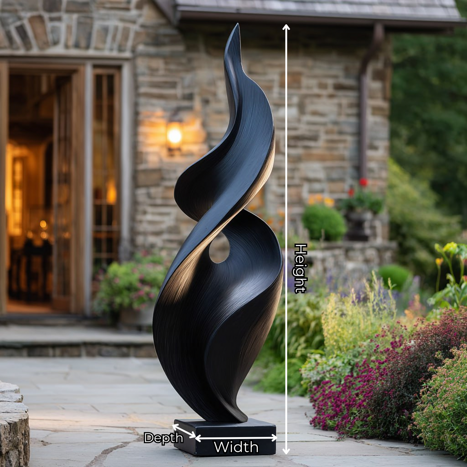 Modern Flame Solid Wood Sculpture for Outdoor Garden and Entryway Spaces