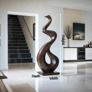 Hand-Carved Abstract Solid Wood Sculpture for Modern Home Interiors