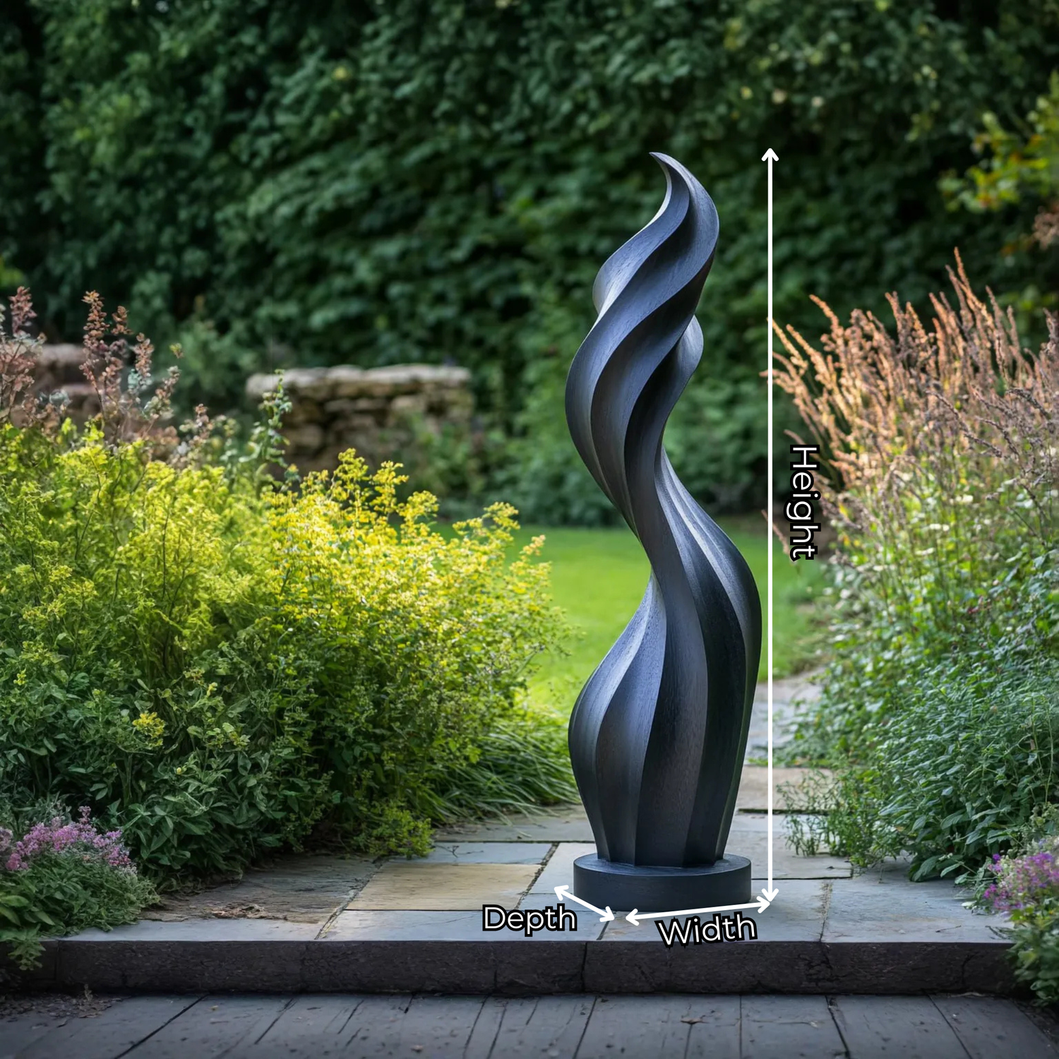 Modern Hand-Carved Outdoor Solid Wood Sculpture for Garden Spaces