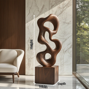Hand-Carved Organic-Form Solid Wood Sculpture for Modern Interiors