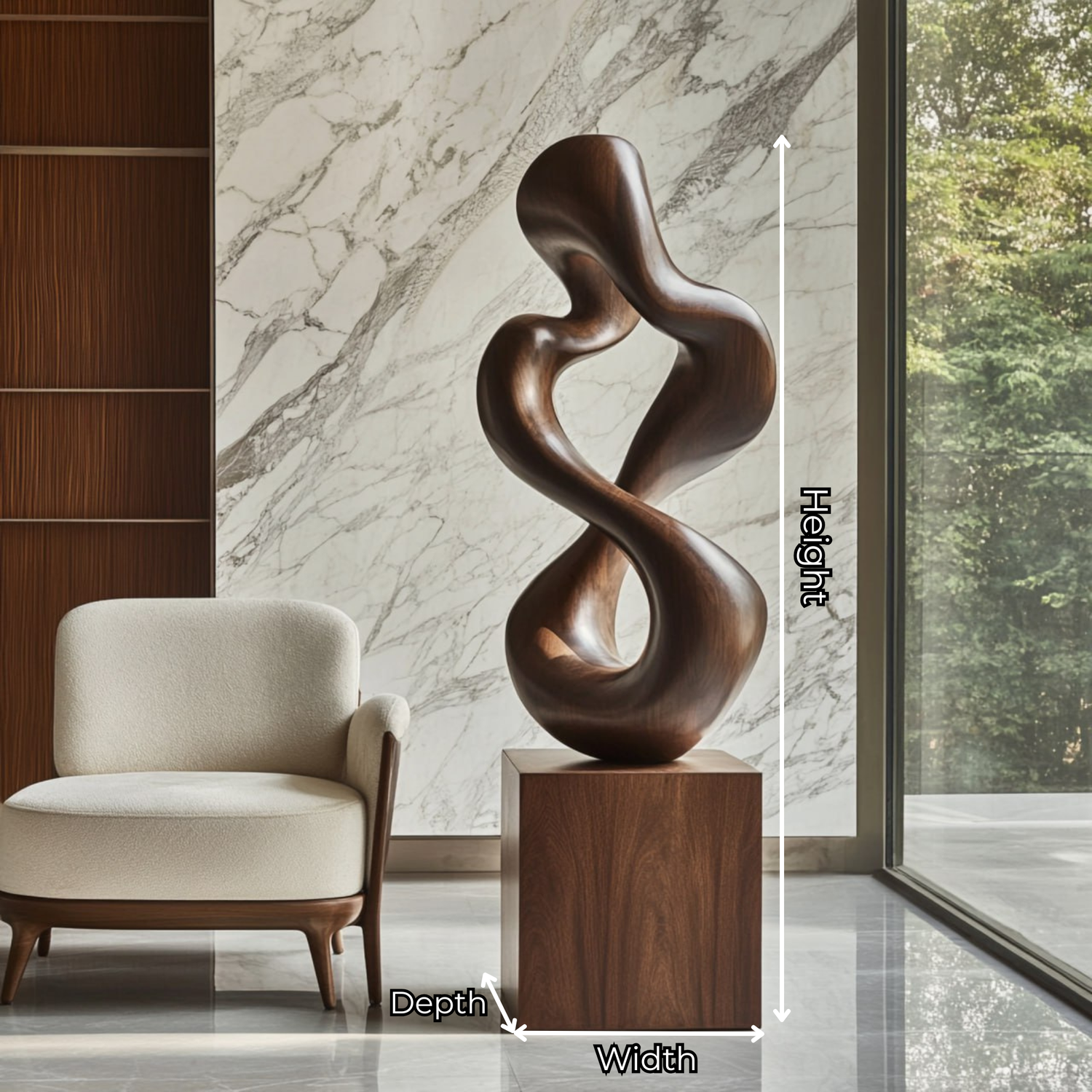 Hand-Carved Solid Wood Infinity Sculpture for Modern Interiors