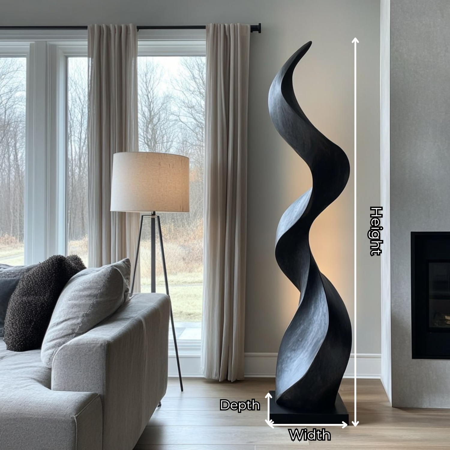 Hand-Carved Solid Wood Sculpture for Modern Interior Space