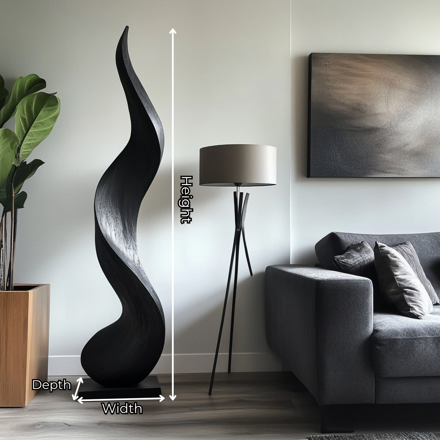 Solid Wood Contemporary Flow Sculpture for Living Room Corners