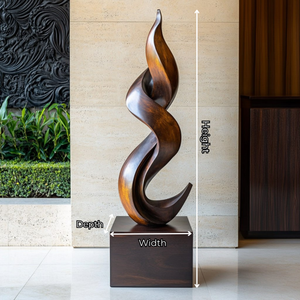 Solid Wood Twisting Flame Sculpture for Modern Interior Display