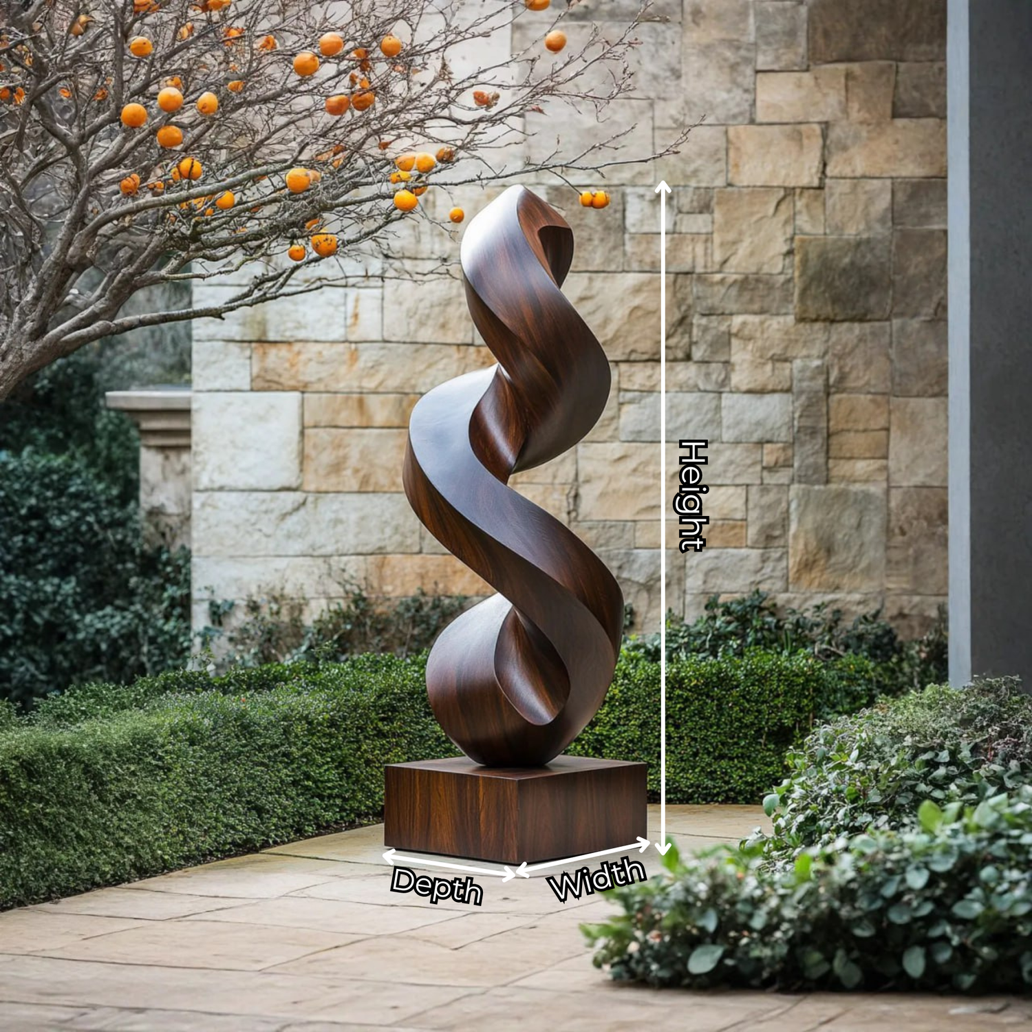 Contemporary Curved Solid Wood Garden Sculpture