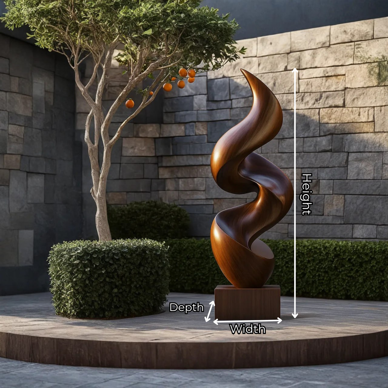 Contemporary Curved Solid Wood Sculpture for Garden Landscape Art