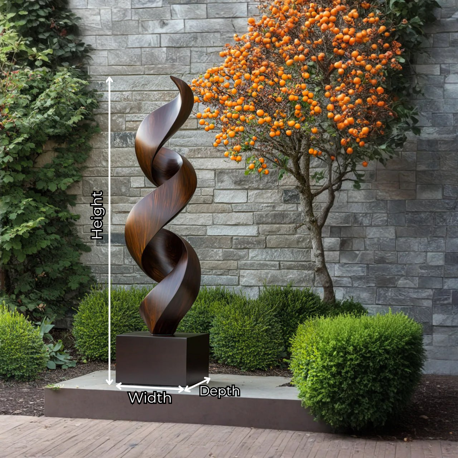Contemporary Solid Wood Spiral Sculpture for Garden and Landscape Design