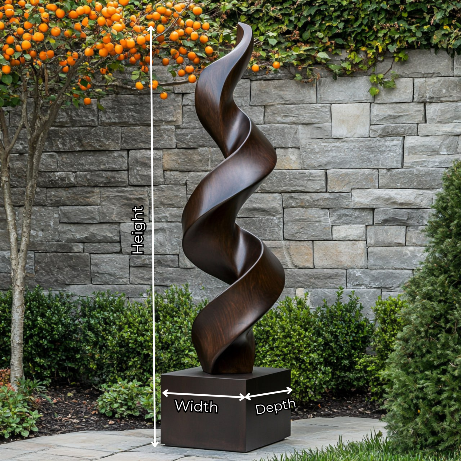 Contemporary Solid Wood Spiral Garden Sculpture for Landscape Design
