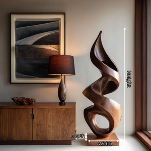 Contemporary Hand-Carved Solid Wood Flow Sculpture for Interior Art Spaces