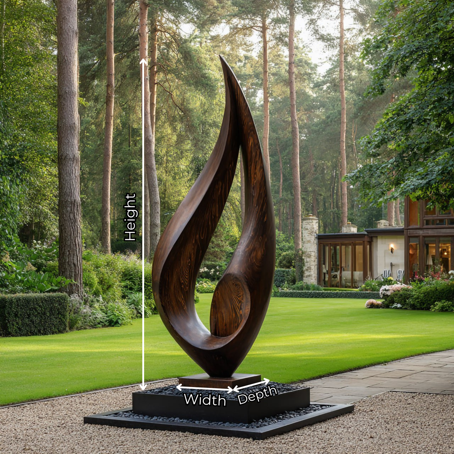 Sculptural Leaf Form Solid Wood Garden Art for Landscape and Outdoor Design