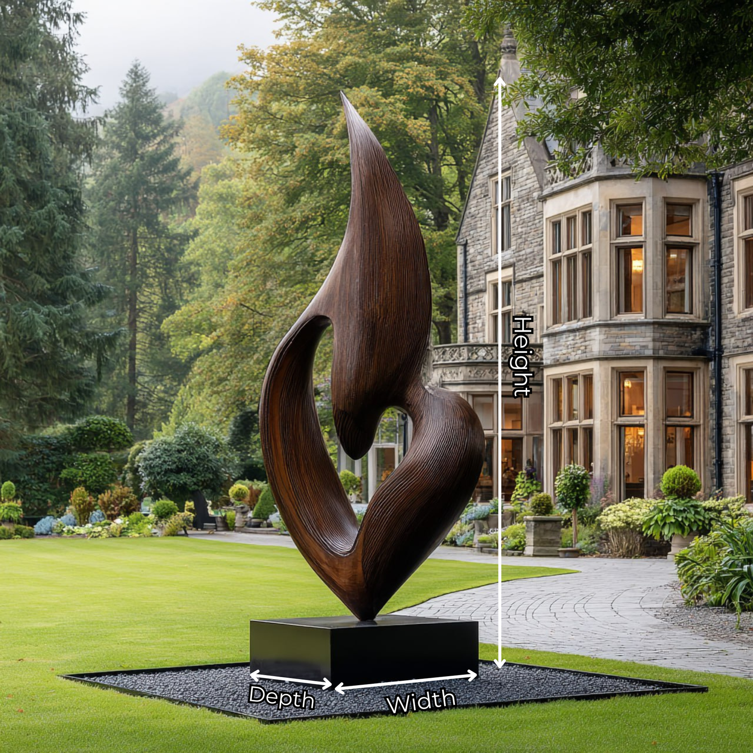 Organic Modern Outdoor Solid Wood Sculpture for Garden and Landscape Display