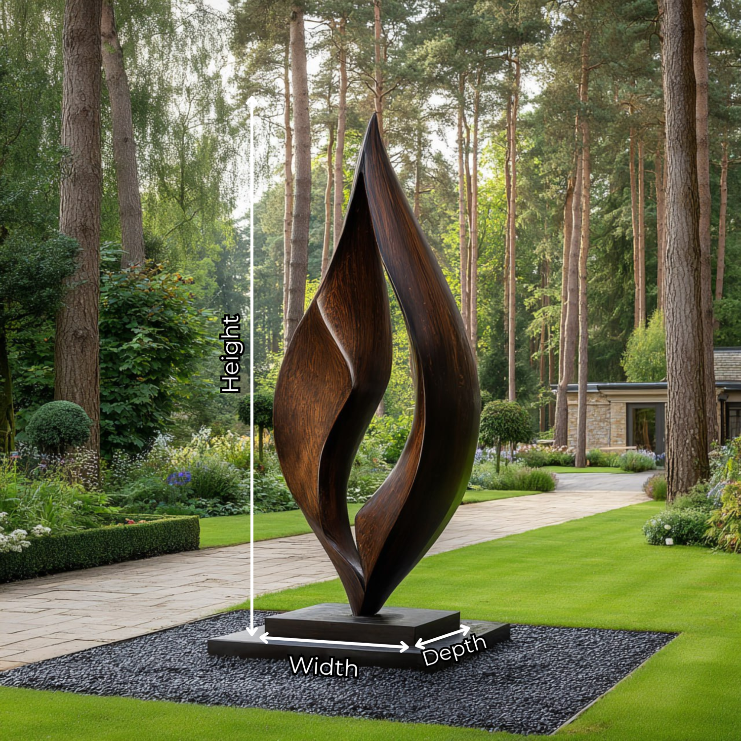 Contemporary Solid Wood Garden Sculpture for Outdoor Landscape Feature