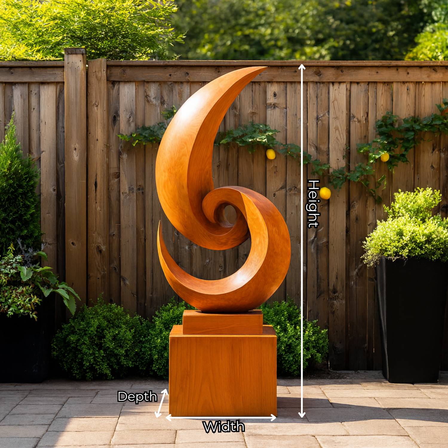 Garden Harmony Solid Wood Sculpture for Outdoor Landscape Accent
