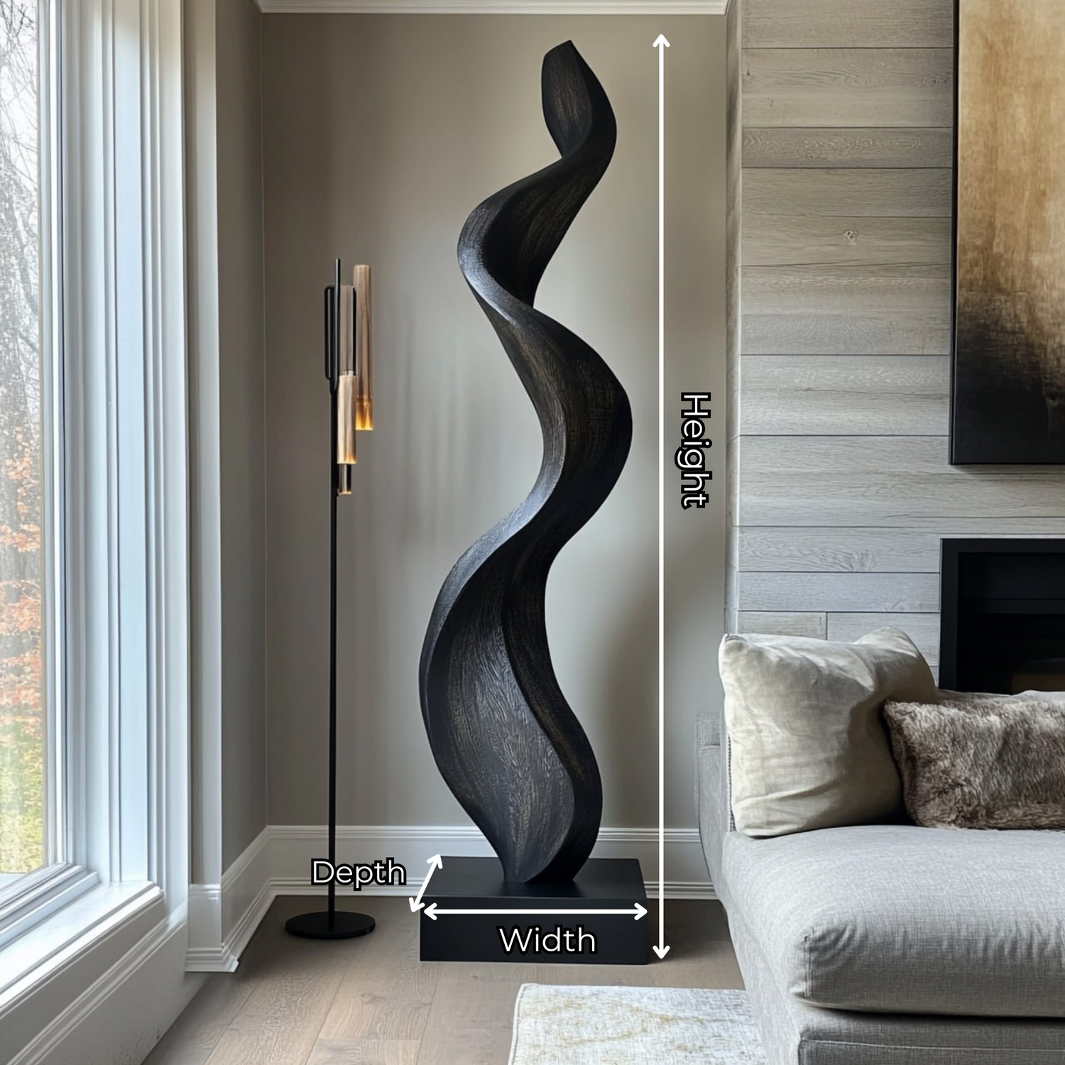 Modern Abstract Solid Wood Sculpture for Living Room Display