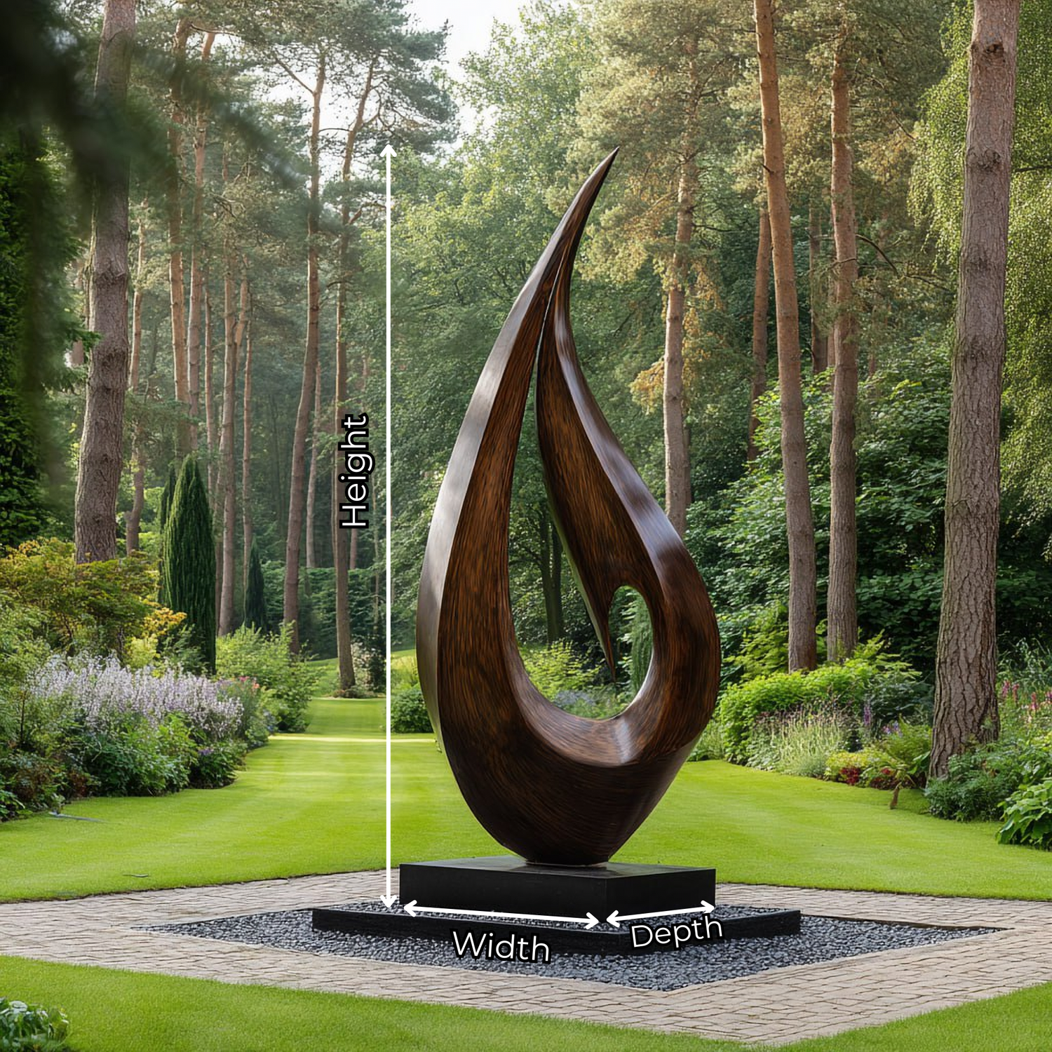 Outdoor Teardrop Solid Wood Sculpture for Modern Abstract Garden Art
