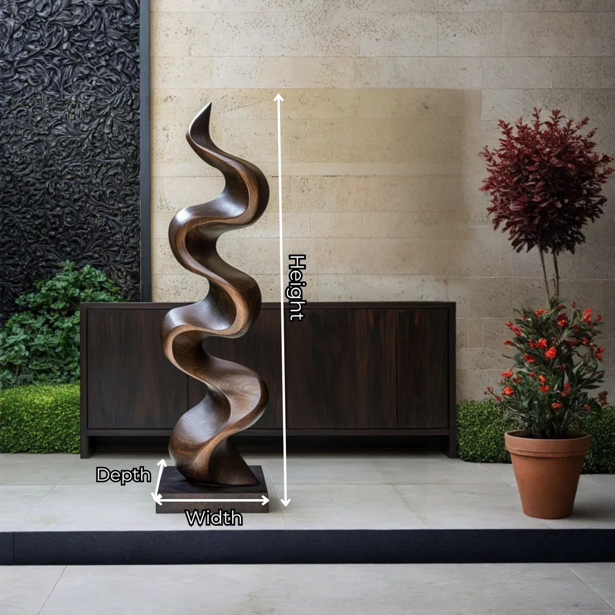 Modern Wave Solid Wood Sculpture for Living Room Display