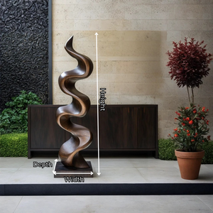 Modern Wave Solid Wood Sculpture for Living Room Display